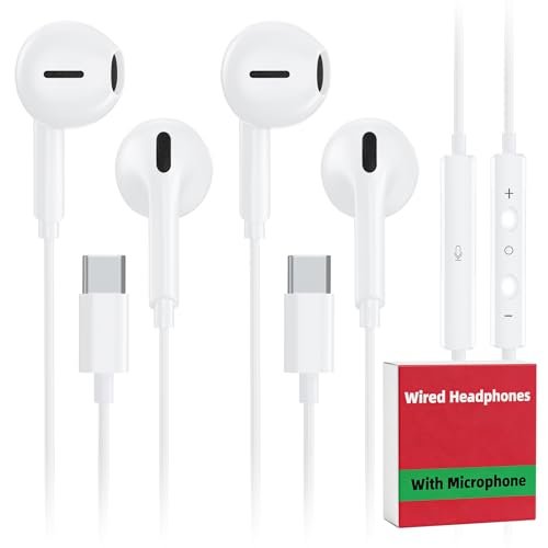 2 Pack USB C Wired Earbuds for iPhone 17/16/15 Pro...