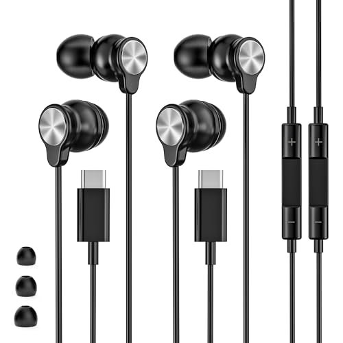 2 PACK USB C Headphones for iPhone 17 16 15,...