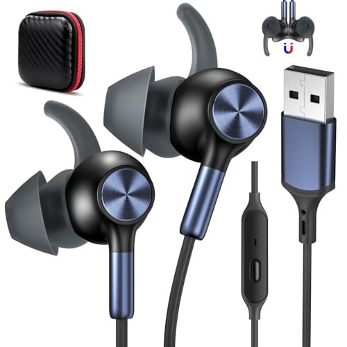 USB Earbuds with Microphone for PC Laptop,Wired USB A...