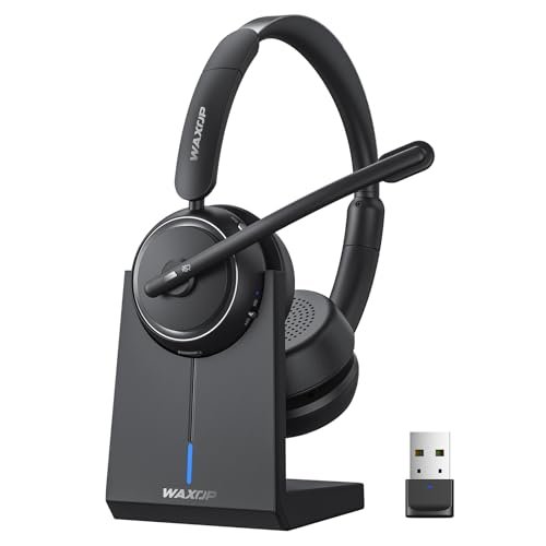 Waxop Wireless Headset with Mic for Work, Bluetooth Headset...