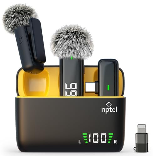 NPTCL Wireless Lavalier Microphone for iPhone iPad Android,...