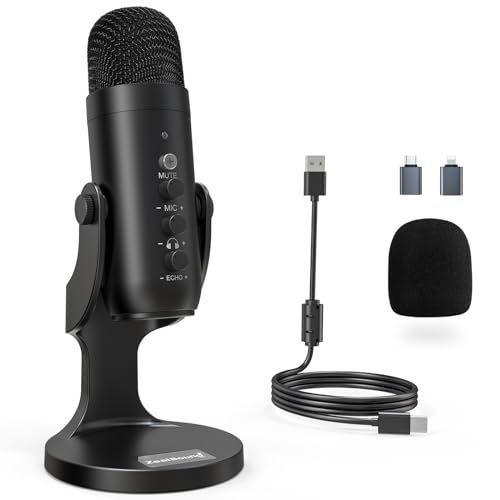 ZealSound Podcast Microphone for PC, Noise Cancellation USB...