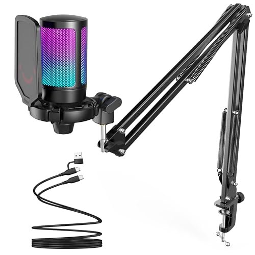 FIFINE AmpliGame A6T USB Gaming Microphone Kit, Condenser...