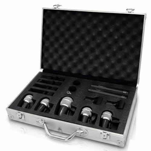 Pyle 7-Piece Wired Dynamic Kit-Kick Bass, Tom/Snare &...