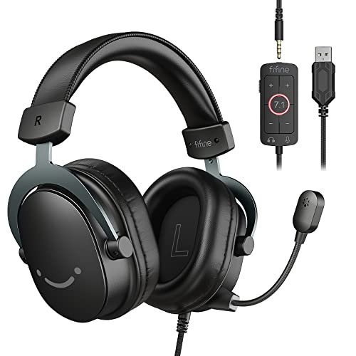 FIFINE Wired Gaming Headset, Gamer Headset with 3.5mm and...