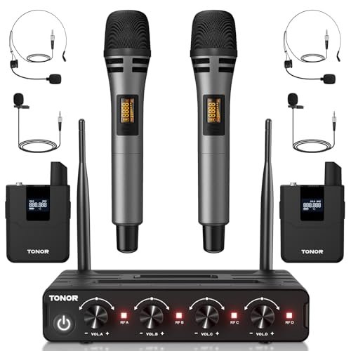 TONOR Wireless Microphone System, 4 * 10-Channel UHF...