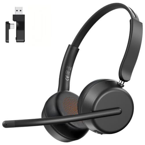 AOC Wireless Headset with Mic for Work, Bluetooth 5.4...