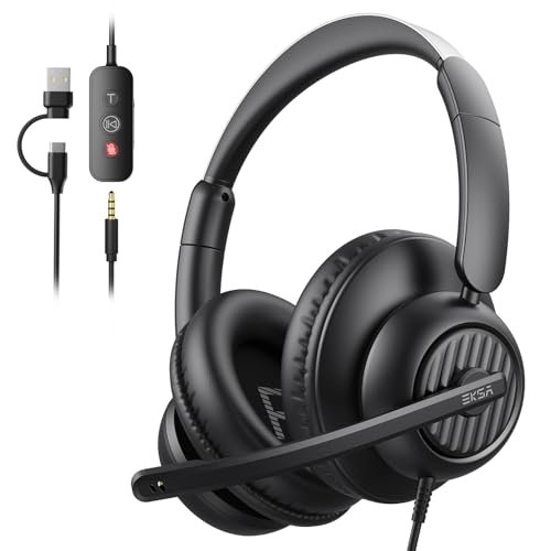 EKSA H8 USB Headset with Microphone for Work, Stereo...