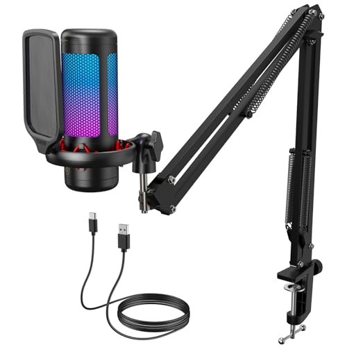 TONOR Gaming Microphone Set with Boom Arm, Vocal Condenser...