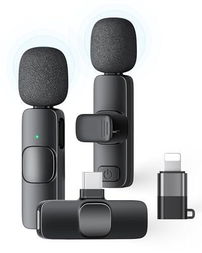 2 Pack Wireless Lavalier Microphone for iPhone iPad and...