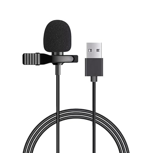 QQM USB Lavalier Microphone, Plug & Play Clip-On Lapel...