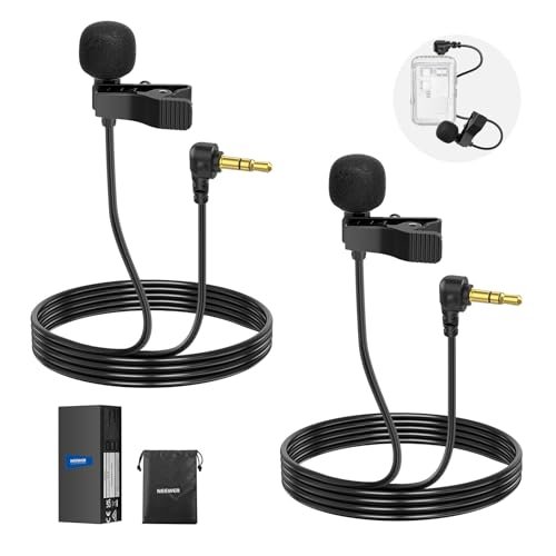 NEEWER Mini Lavalier Microphone (2 Pack), 6.6ft/2m Clip On...