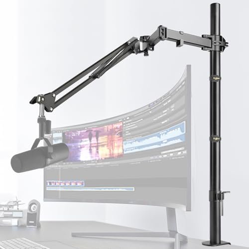 Frgyee Mic Boom Arm, Adjustable Height Overhead Microphone...