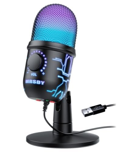 MRSDY USB Gaming Microphone for PC with Noise Reduction,...