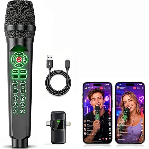 Facmogu MC9 Karaoke & Live Streaming Microphone w/Built-in...