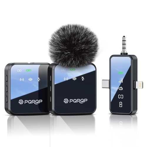 PQRQP 3 in 1 Wireless Lavalier Microphone for iPhone...