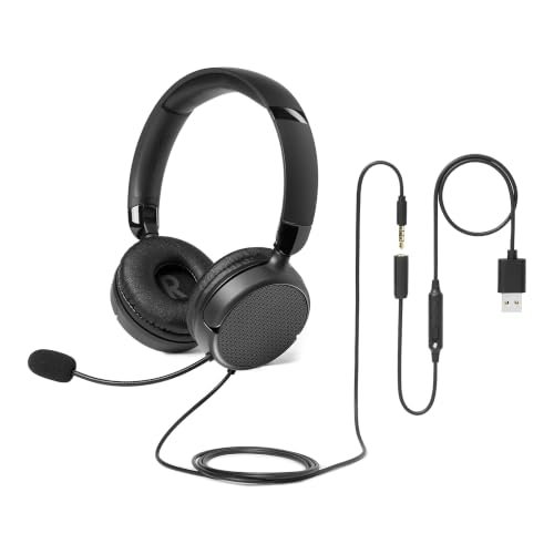 Amazon Basics On Ear Wired Computer Headset with Adjustable...