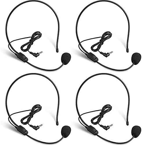 Boao 4 Pieces Headset Microphone, Flexible Boom for Voice...