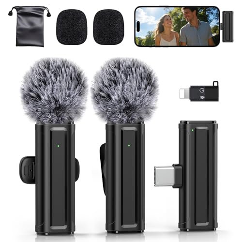 Wireless Mini Microphone for iPhone, iPad, Android, 2 Pack...