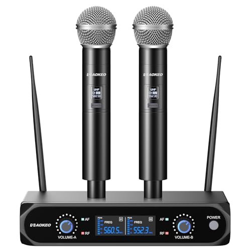 Aokeo Wireless Microphone System, Metal Wireless Mic Set...