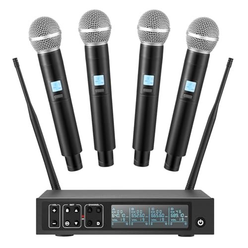 Boeska Wireless Microphone System, 4x50 Channels Cordless...