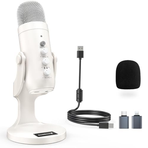 ZealSound Podcast Microphone for iPhone PC & Android, Noise...
