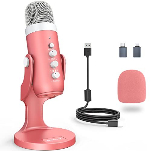 ZealSound Podcast Microphone for iPhone PC & Mac, Noise...