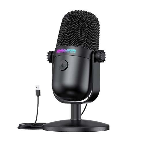 Gaming Microphone with Noise Cancellation & Mute Button,...