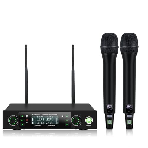 Loewieta Wireless Microphone System, Dual Metal Cordless...