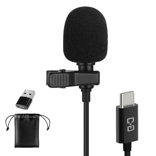 USB-C & USB-A Lavalier Microphone for Smartphones &...