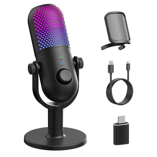 USB Microphone for PC Gaming: Condenser Microphone RGB for...