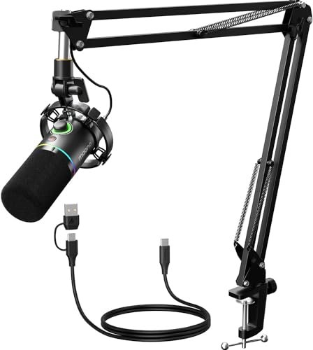 MAONO XLR/USB Dynamic Microphone Kit, RGB Podcast Mic with...
