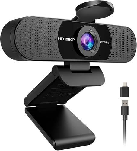 EMEET C960 1080P Webcam with Microphone, 2 Mics, 90° FOV,...