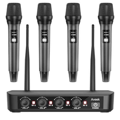 Aveek Wireless Microphone System with 4-Pack Dynamic...