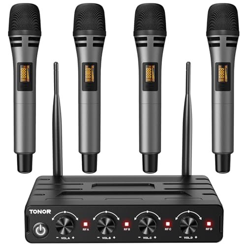 TONOR Wireless Microphones System with 4x10 Channels...