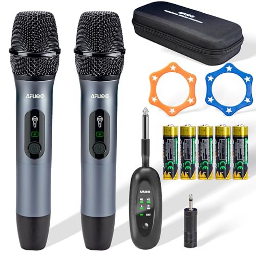 AFUOO Wireless Microphone Set for Singing, Speech &...