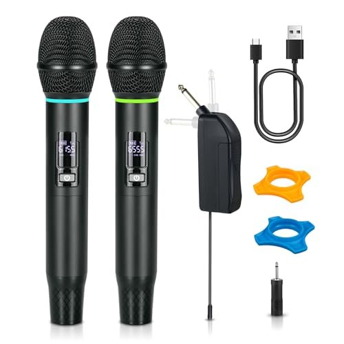 Kelgyua Wireless Karaoke Microphone with RGB LED, 2-Pack
