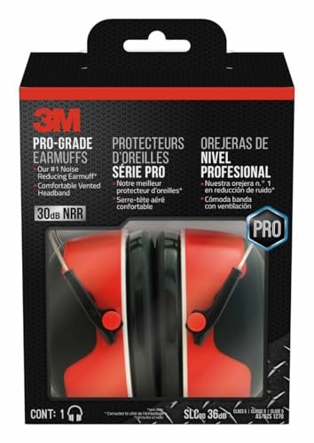 3M Pro-Grade Noise-Reducing Earmuff, NRR 30 dB, Lightweight...