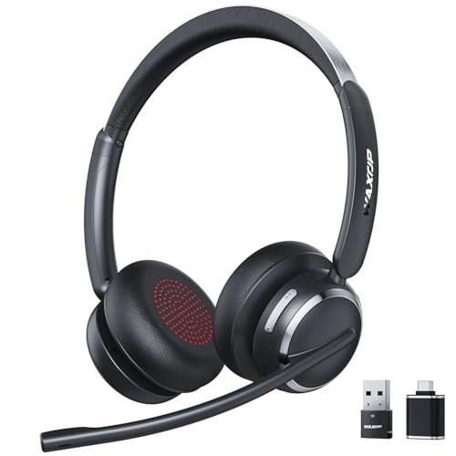 Wireless Headset with Mic for Work, USB A/C Dongle,...