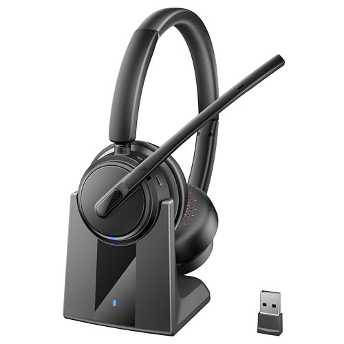 Mopchnic Wireless Headset with Noise Cancelling Microphone,...